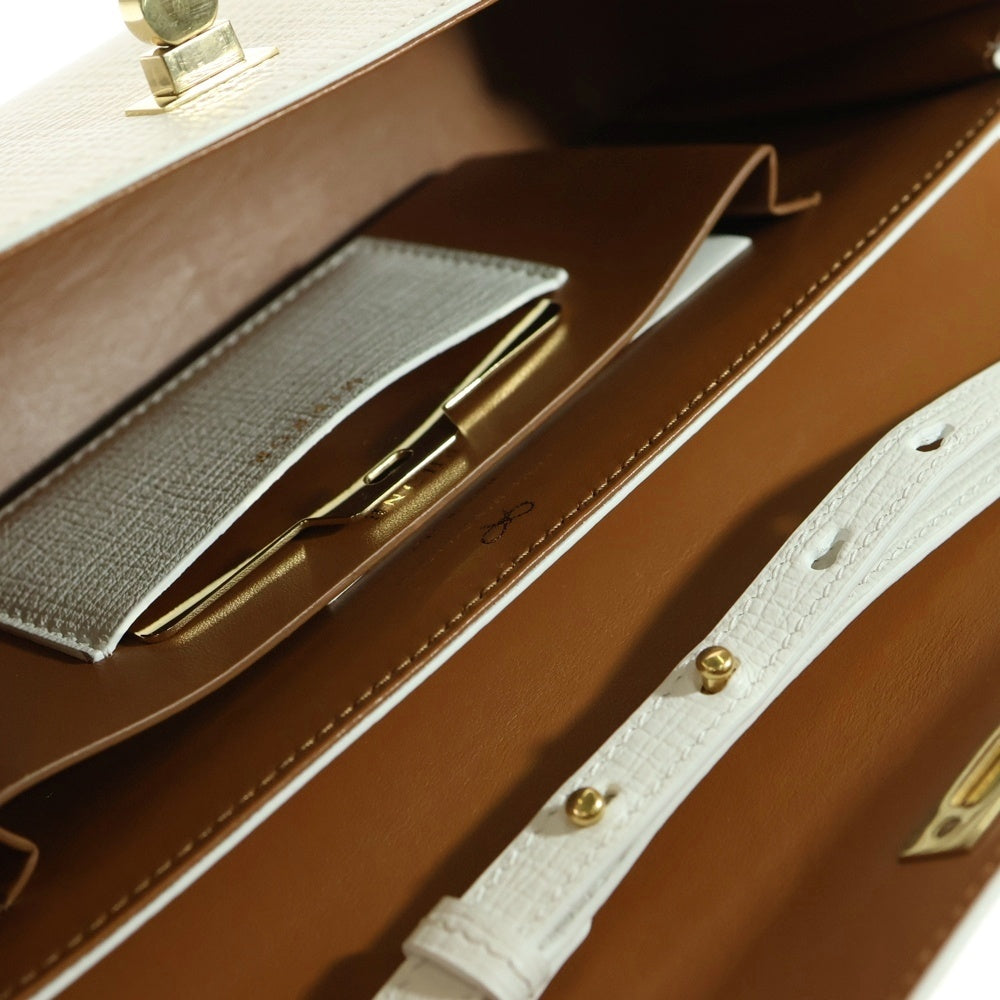 Anya Hindmarch(アニヤハインドマーチ) Mortimer モティマークラッチ 2Way レザー ショルダーハンドバッグ ホワイト