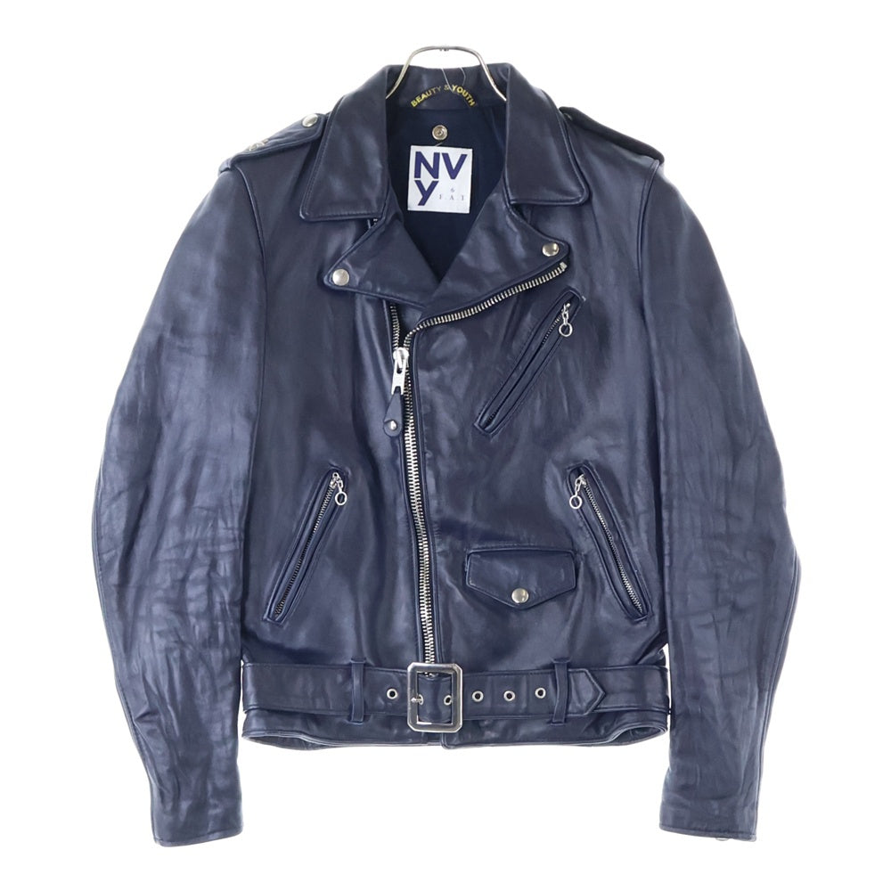 SCHOTT(ショット) ×FAT ×BEAUTY&YOUTH UNITED ARROWS ファット ビューティー アンド ユース ユナイテッドアローズ ダブルブレスト レザー ライダースジャケット ネイビー