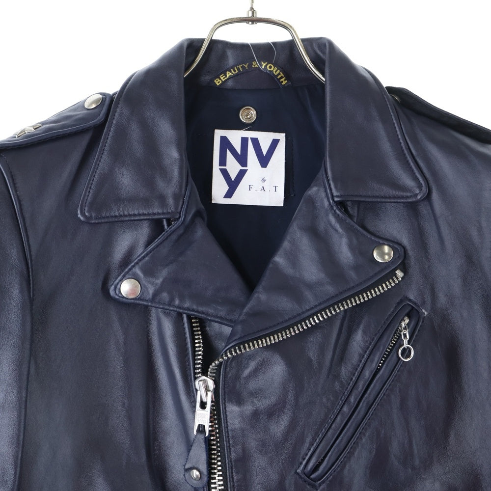 SCHOTT(ショット) ×FAT ×BEAUTY&YOUTH UNITED ARROWS ファット ビューティー アンド ユース ユナイテッドアローズ ダブルブレスト レザー ライダースジャケット ネイビー