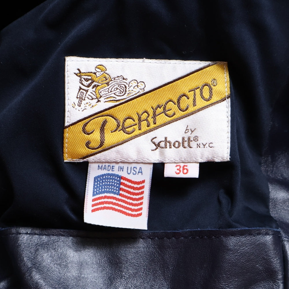 SCHOTT(ショット) ×FAT ×BEAUTY&YOUTH UNITED ARROWS ファット ビューティー アンド ユース ユナイテッドアローズ ダブルブレスト レザー ライダースジャケット ネイビー