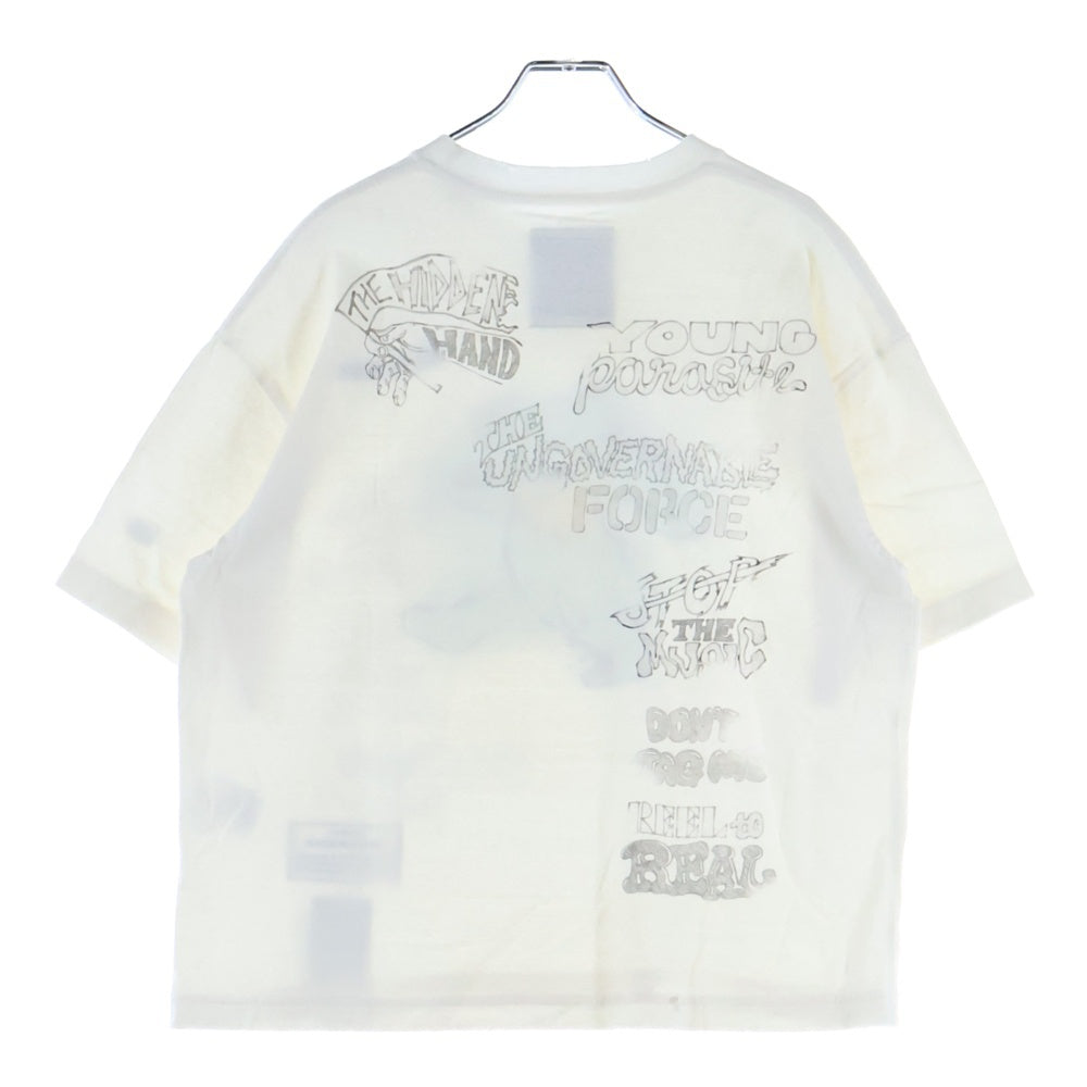 MAISON MIHARAYASUHIRO(メゾンミハラヤスヒロ) 23AW PRINTED SS TEE BEAR ダメージ加工 ベアプリントTシャツ 半袖クルーネックカットソー ホワイト K11TS552