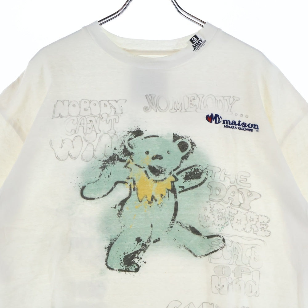 MAISON MIHARAYASUHIRO(メゾンミハラヤスヒロ) 23AW PRINTED SS TEE BEAR ダメージ加工 ベアプリントTシャツ 半袖クルーネックカットソー ホワイト K11TS552