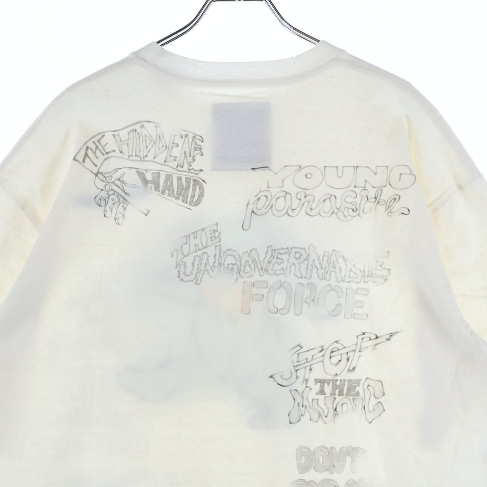 MAISON MIHARAYASUHIRO(メゾンミハラヤスヒロ) 23AW PRINTED SS TEE BEAR ダメージ加工 ベアプリントTシャツ 半袖クルーネックカットソー ホワイト K11TS552