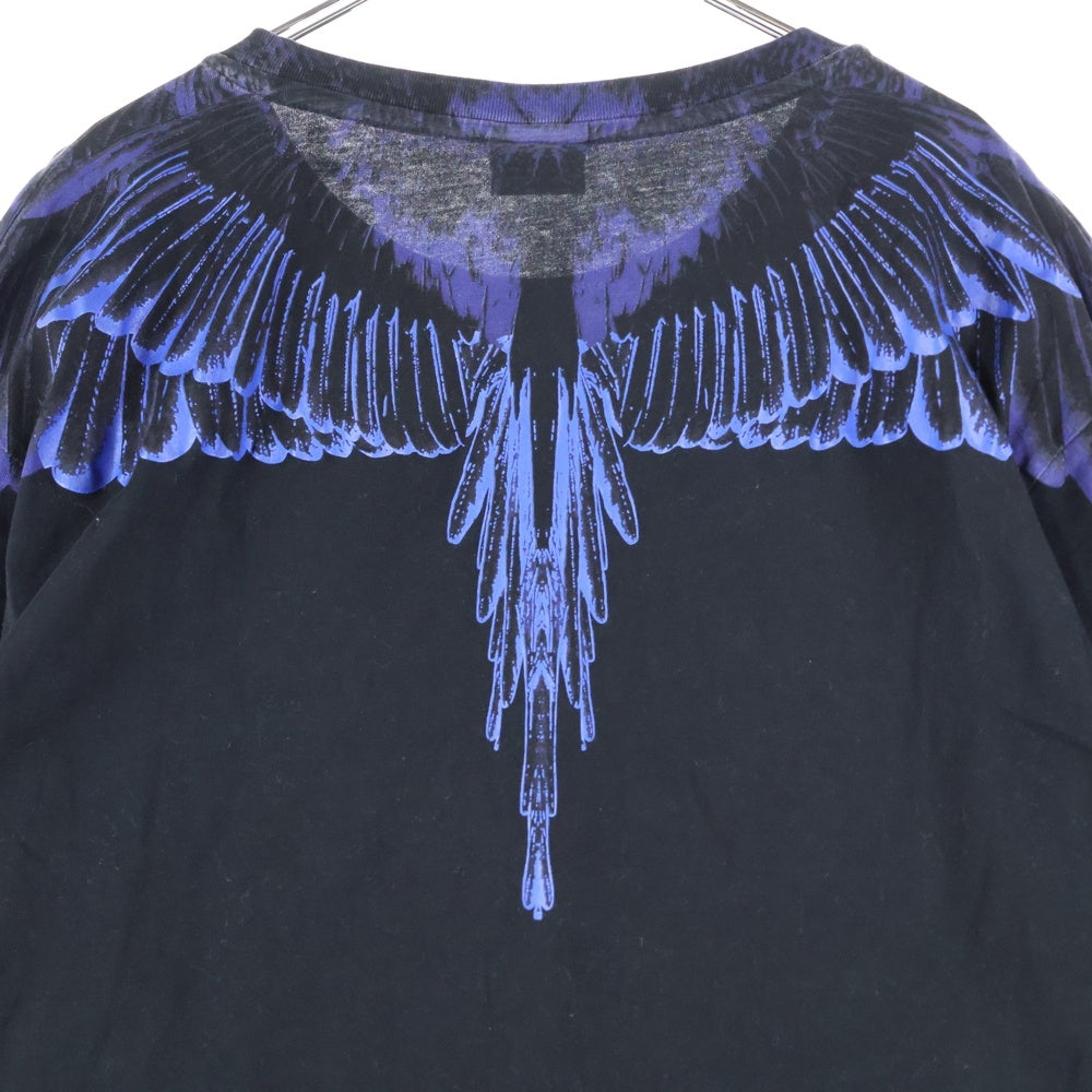 MARCELO BURLON(マルセロバーロン) フロントロゴデザインプリント クルーネック カットソー 半袖Tシャツ ブラック