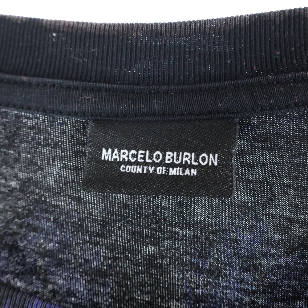 MARCELO BURLON(マルセロバーロン) フロントロゴデザインプリント クルーネック カットソー 半袖Tシャツ ブラック