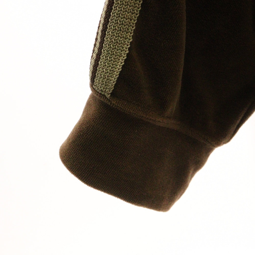 Needles(ニードルス) TRACK HOODIE C/PE VELOUR ロゴデザインモチーフ フーデッド ベロア トラックパーカー スウェット ブラウン LQ235