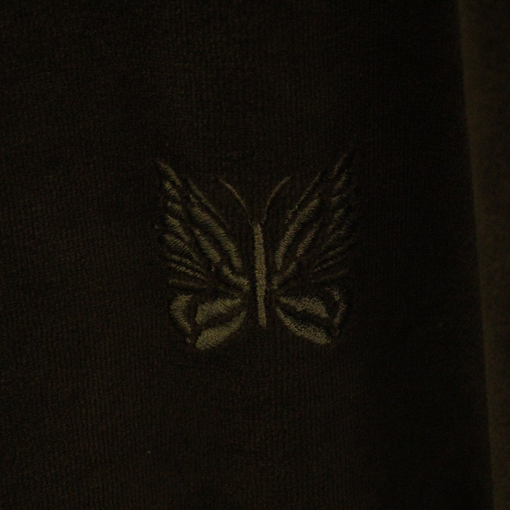 Needles(ニードルス) TRACK HOODIE C/PE VELOUR ロゴデザインモチーフ フーデッド ベロア トラックパーカー スウェット ブラウン LQ235