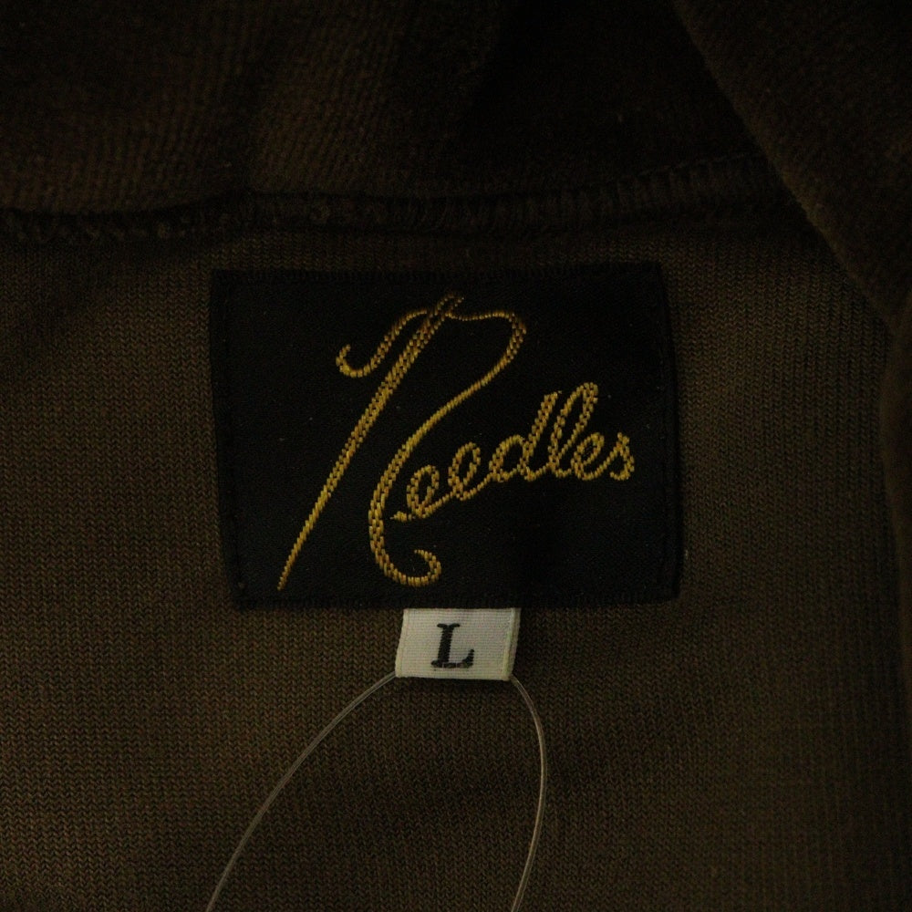 Needles(ニードルス) TRACK HOODIE C/PE VELOUR ロゴデザインモチーフ フーデッド ベロア トラックパーカー スウェット ブラウン LQ235
