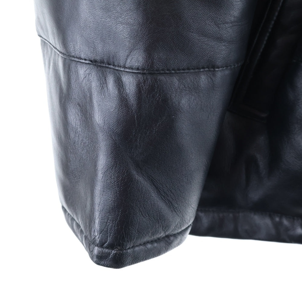 AVIREX(アヴィレックス) ロゴエンブロイダリー ラムレザー ジップアップジャケット ブラック 6161031