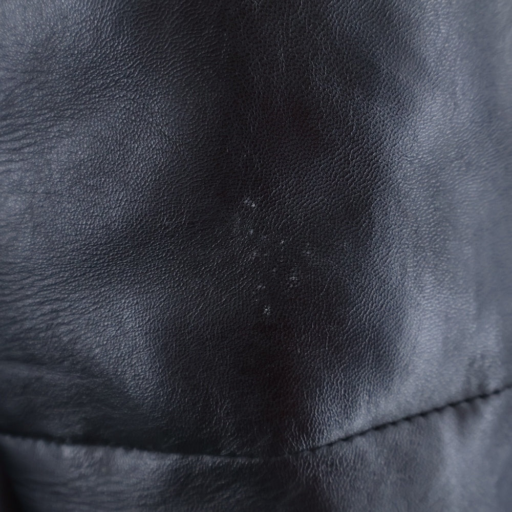 AVIREX(アヴィレックス) ロゴエンブロイダリー ラムレザー ジップアップジャケット ブラック 6161031