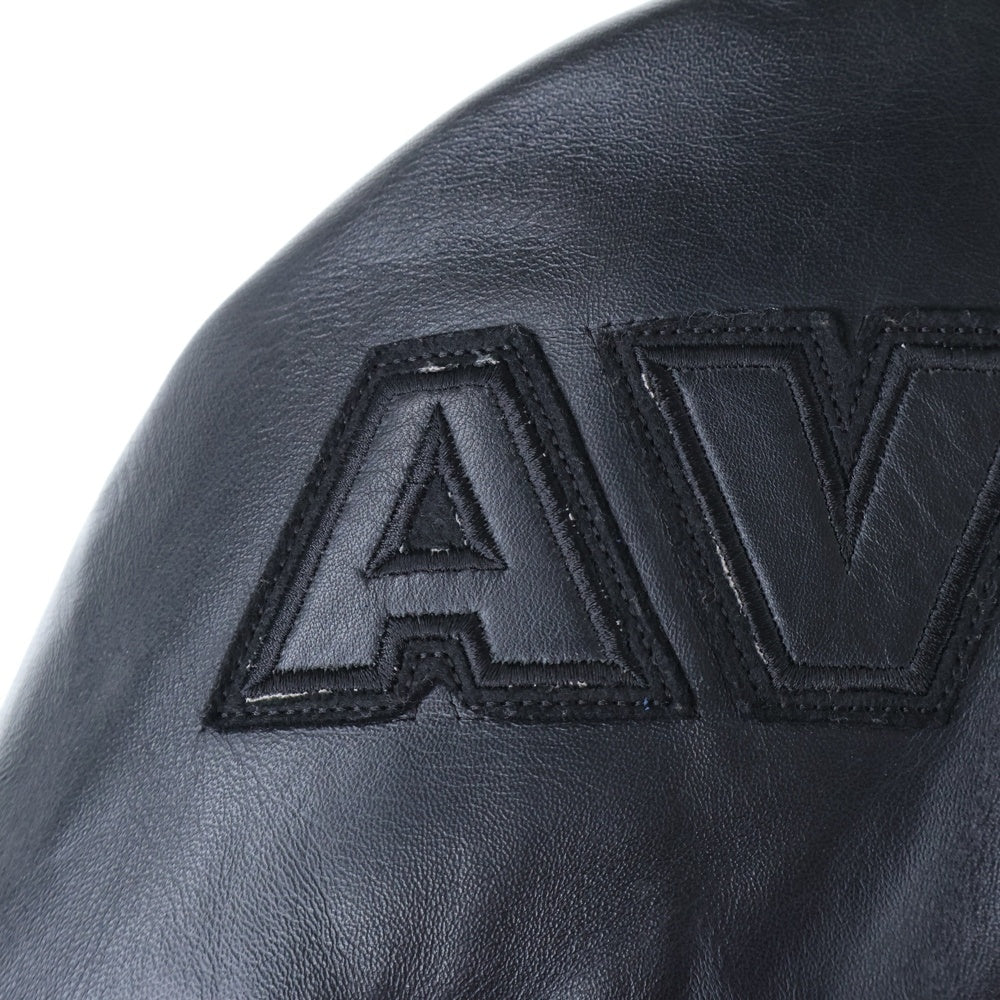 AVIREX(アヴィレックス) ロゴエンブロイダリー ラムレザー ジップアップジャケット ブラック 6161031