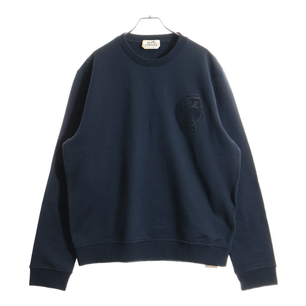 HERMES(エルメス) C.D.S CREWNECK SWEATER 胸ロゴデザイン クルーネック スウェット セーター ネイビー