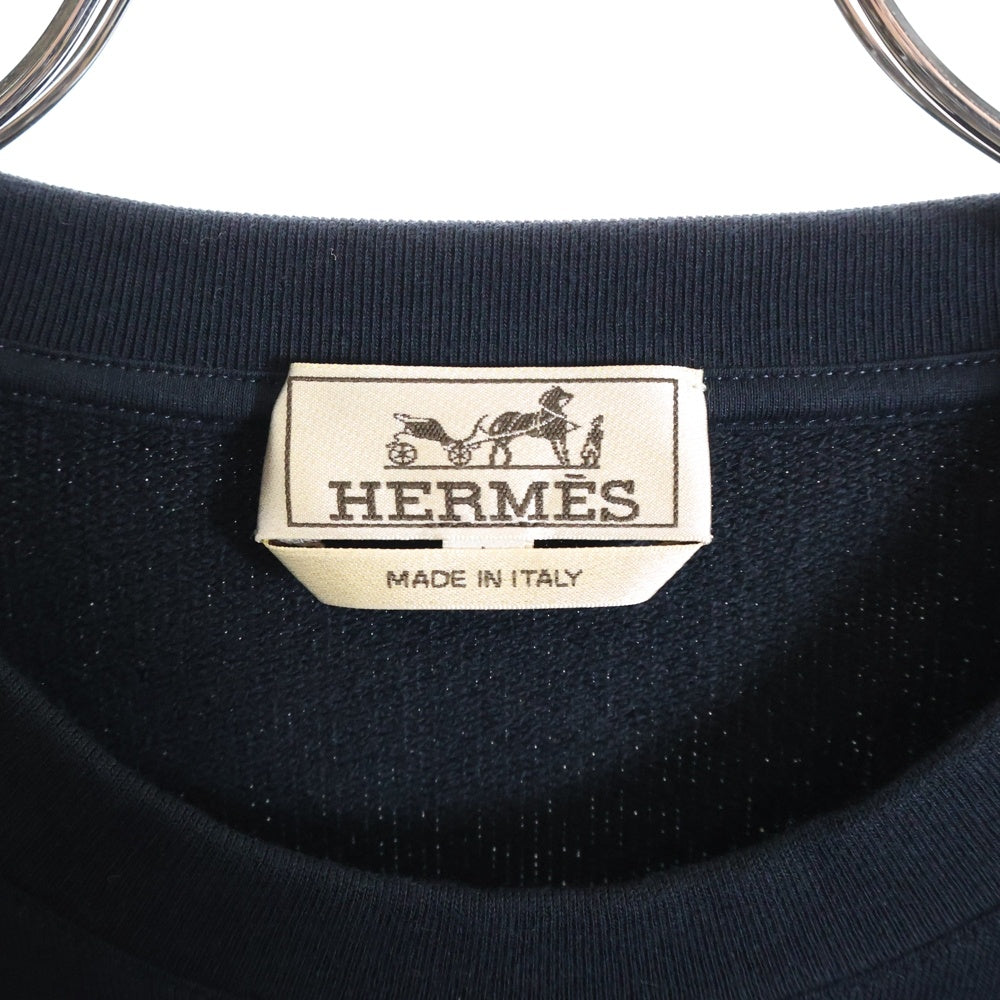 HERMES(エルメス) C.D.S CREWNECK SWEATER 胸ロゴデザイン クルーネック スウェット セーター ネイビー