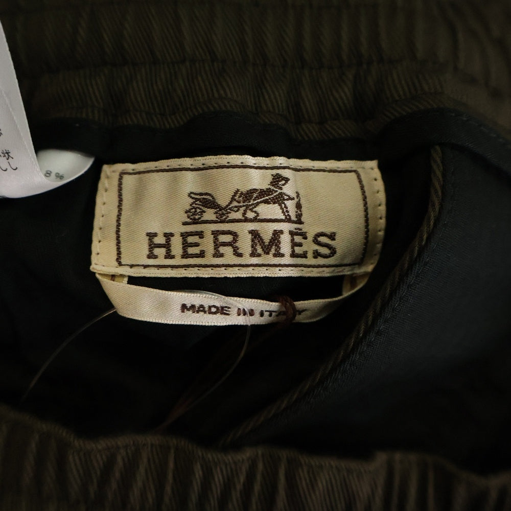 HERMES(エルメス) セリエボタン ドローストリング ジップアップ コットン ジョガーパンツ ブラウン 56512000