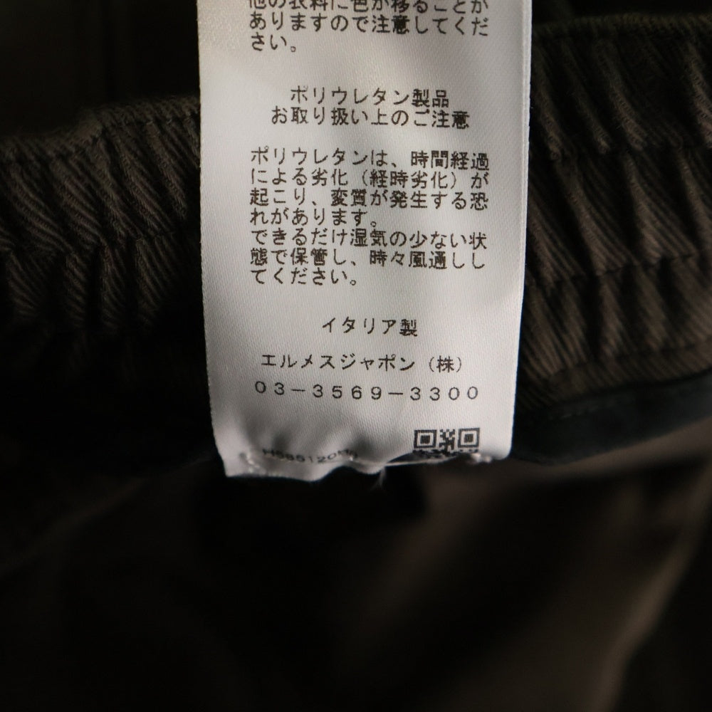 HERMES(エルメス) セリエボタン ドローストリング ジップアップ コットン ジョガーパンツ ブラウン 56512000