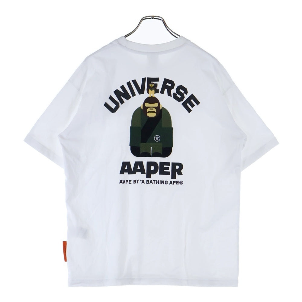 A BATHING APE(アベイシングエイプ) AAPER UNIVERSE TEE エイパー ユニバース ロゴエンブロイダリーデザイン クルーネック カットソー 半袖Tシャツ ホワイト AAPTEM1675XX0