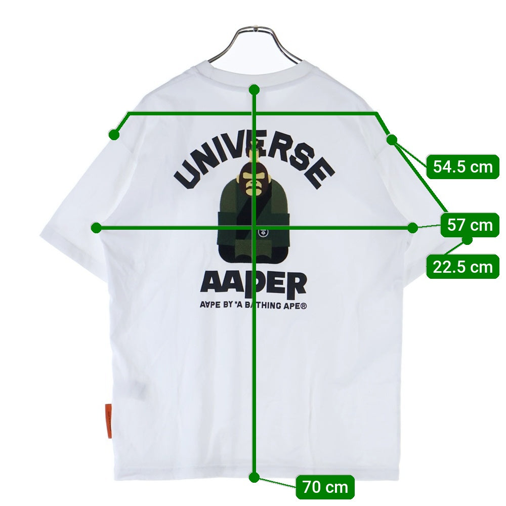 A BATHING APE(アベイシングエイプ) AAPER UNIVERSE TEE エイパー ユニバース ロゴエンブロイダリーデザイン クルーネック カットソー 半袖Tシャツ ホワイト AAPTEM1675XX0