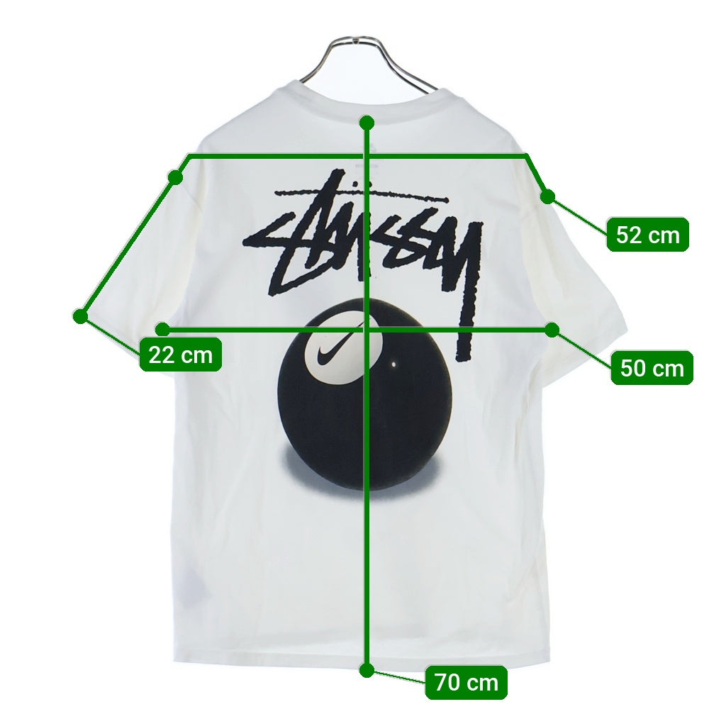NIKE(ナイキ) ×STUSSY NRG FL SS 8BALL TEE ステューシー 8ボールプリント 半袖Tシャツ クルーネック カットソー ホワイト DO9322-100