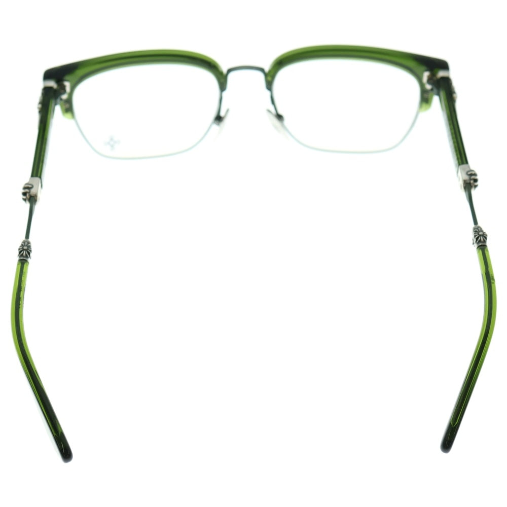 CHROME HEARTS(クロムハーツ) EVAGILIST ダガークロステンプル ウェリントンフレーム サングラス メガネ 眼鏡 グリーン/シルバー