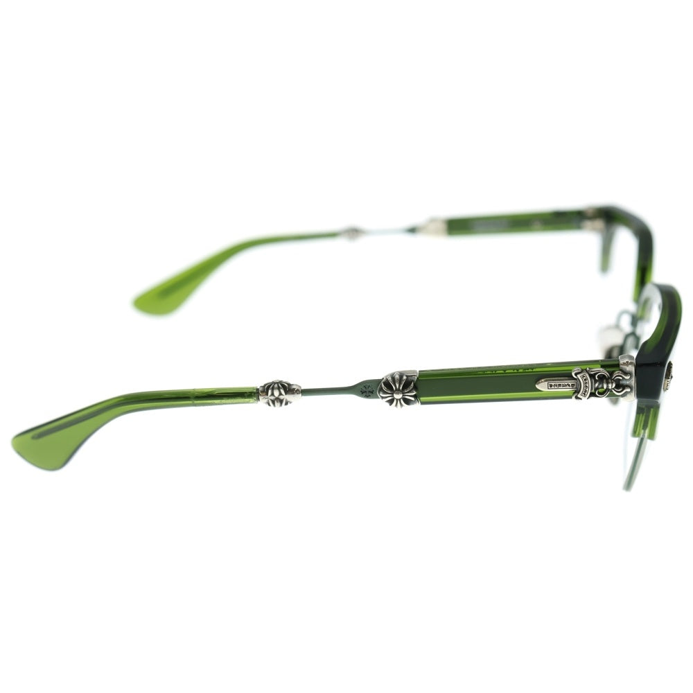 CHROME HEARTS(クロムハーツ) EVAGILIST ダガークロステンプル ウェリントンフレーム サングラス メガネ 眼鏡 グリーン/シルバー