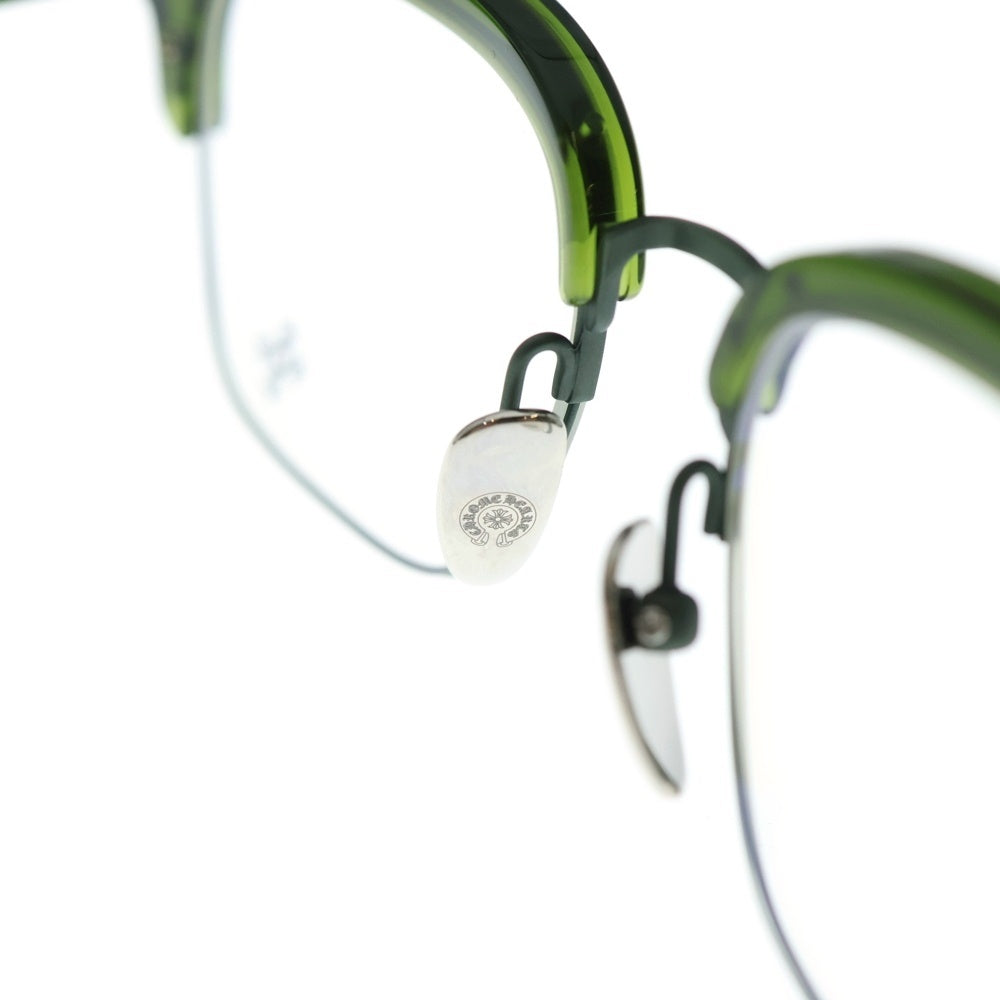 CHROME HEARTS(クロムハーツ) EVAGILIST ダガークロステンプル ウェリントンフレーム サングラス メガネ 眼鏡 グリーン/シルバー