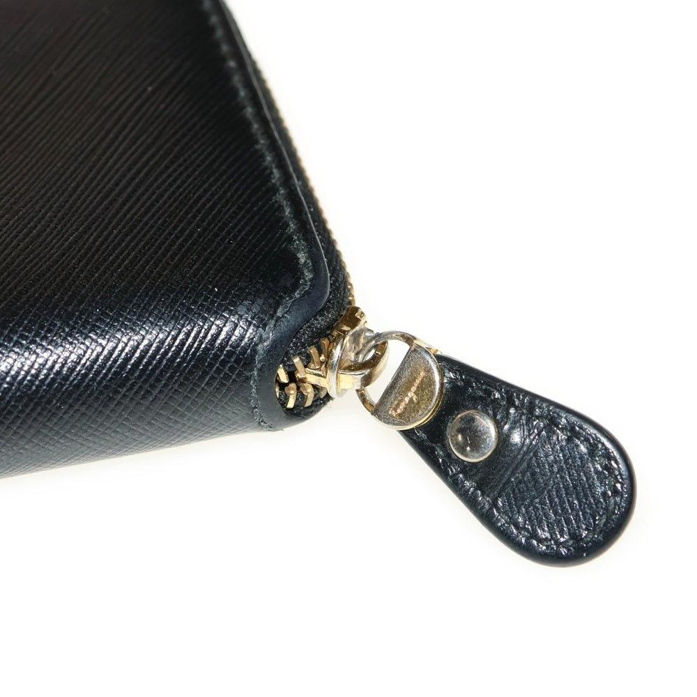 Salvatore Ferragamo(サルヴァトーレ フェラガモ) RIBBON COIN CASE リボンモチーフ ロゴデザイン レザー コインケース 財布 ブラック KB-22C128