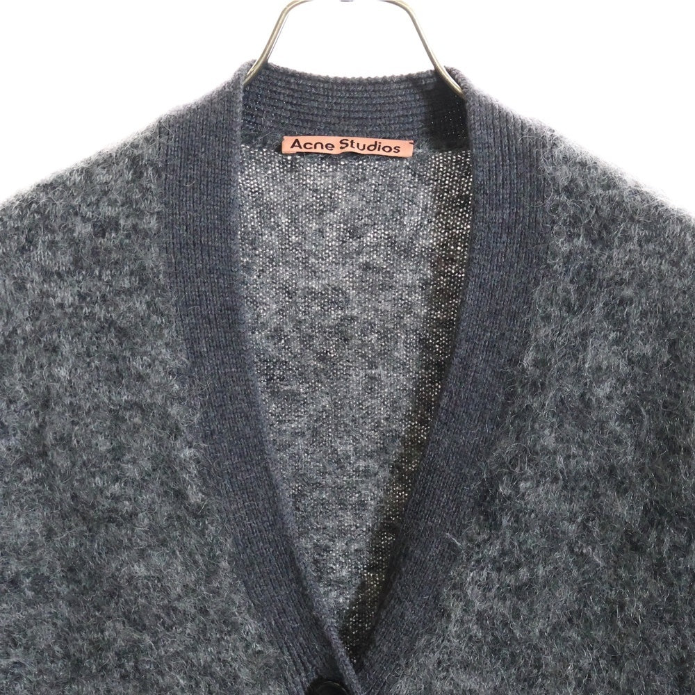 Acne Studios(アクネ ストゥディオズ) 21AW メランジ ダブルポケット 4B Vネック モヘアニット カーディガン グレー FN-WN-KNIT000297
