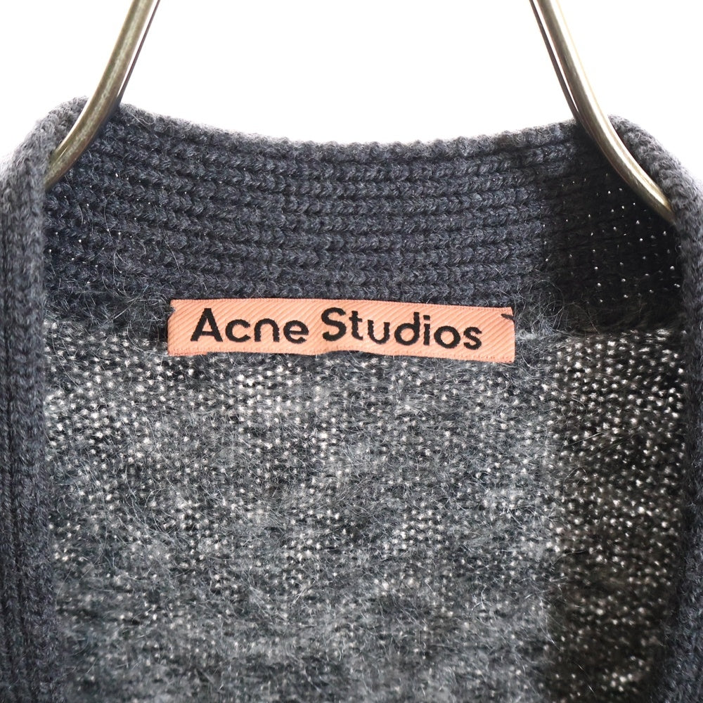 Acne Studios(アクネ ストゥディオズ) 21AW メランジ ダブルポケット 4B Vネック モヘアニット カーディガン グレー FN-WN-KNIT000297