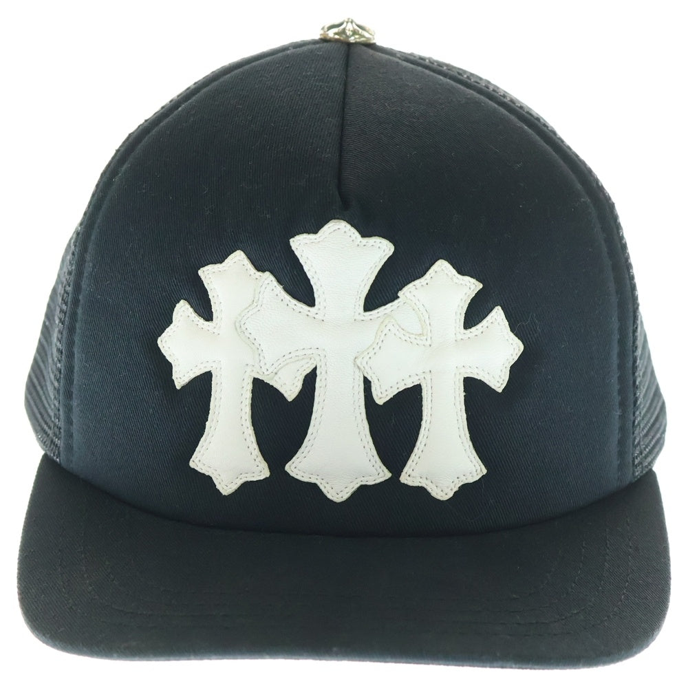 CHROME HEARTS(クロムハーツ) TRUCKER CAP セメタリークロスパッチ メッシュトラッカーキャップ ホワイト/ブラック