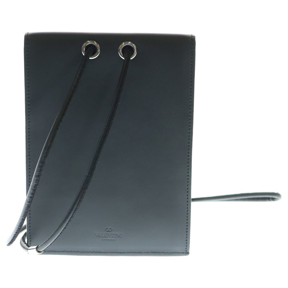 valentino garavan(ヴァレンティノガラヴァーニ) VLTNロゴプリント レザー ショルダーポーチバッグ ブラック UY2P0Q83LVN