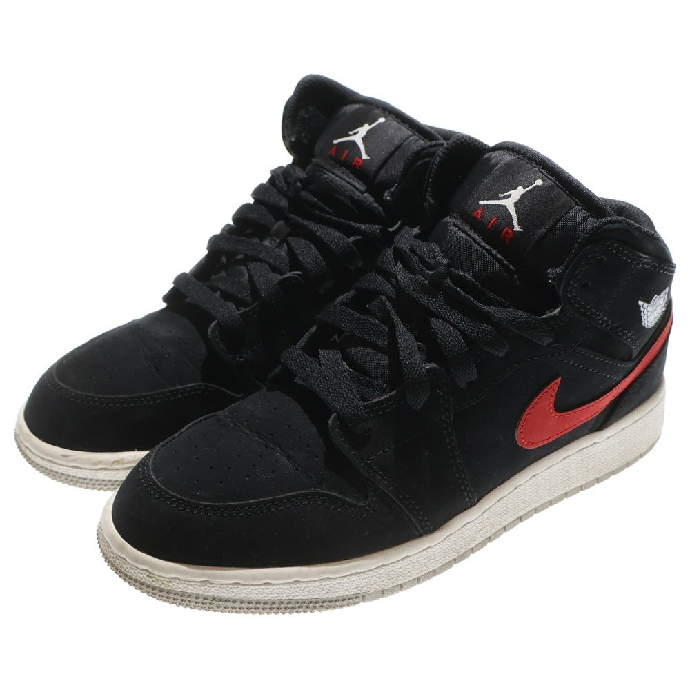 NIKE(ナイキ) GS AIR JORDAN 1 MID MULTI COLOR SWOOSH エアジョーダン1 マルチカラースウッシュ ブラック キッズ US4.5Y/23.5cm 554725-065