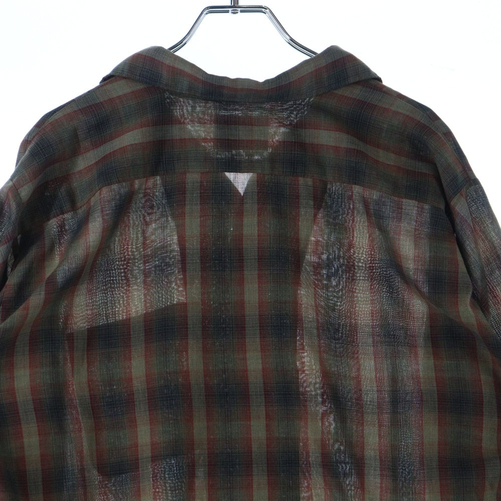 VINTAGE(ヴィンテージ) 50S-60S VINTAGEARROW アロー ヴィンテージ 胸ポケット 5B オープンカラー オンブレチェック 長袖シャツ ブラウン