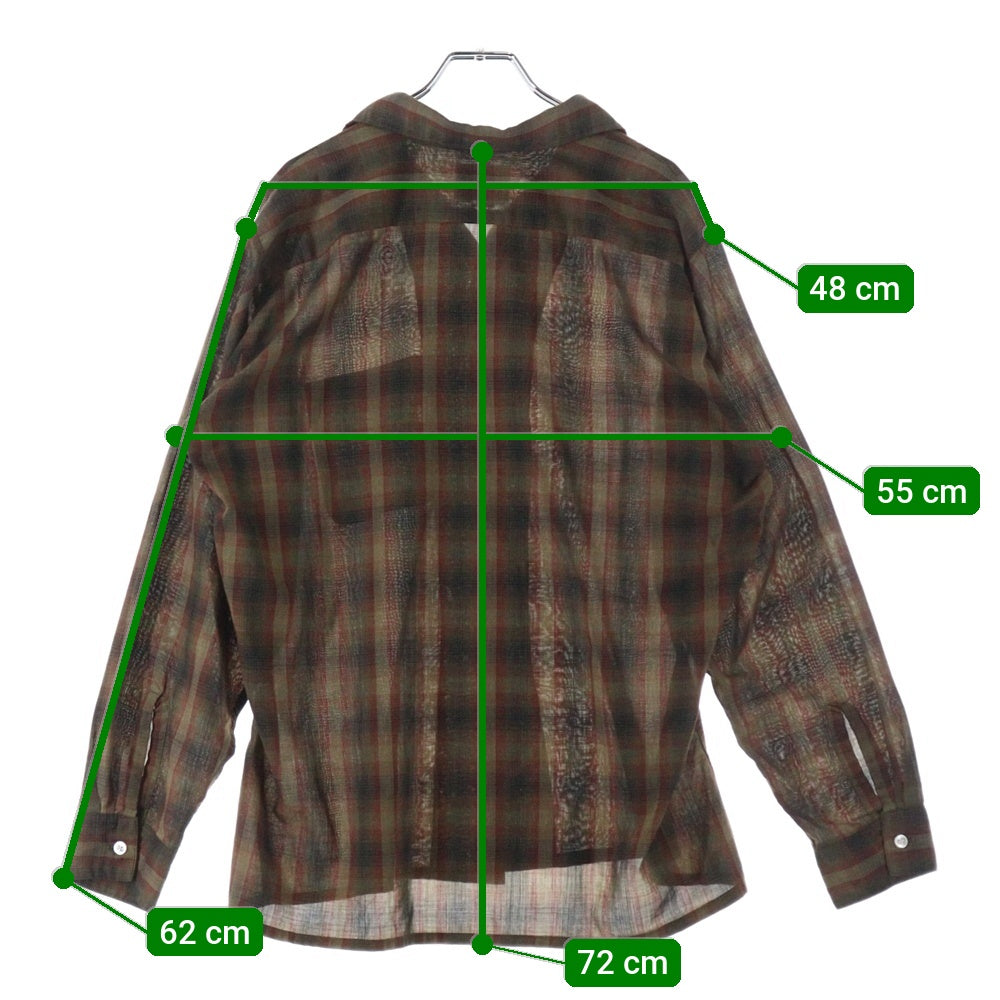 VINTAGE(ヴィンテージ) 50S-60S VINTAGEARROW アロー ヴィンテージ 胸ポケット 5B オープンカラー オンブレチェック 長袖シャツ ブラウン