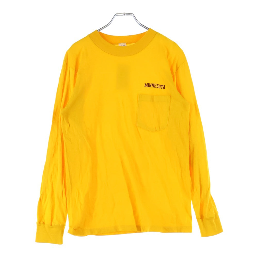 CHAMPION(チャンピオン) 80S VINTAGE MINESOTA ヴィンテージ ミネソタ 胸ポケット クルーネック カットソー 長袖Tシャツ イエロー