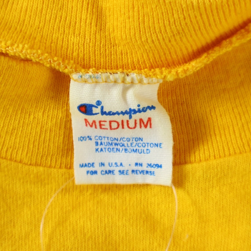 CHAMPION(チャンピオン) 80S VINTAGE MINESOTA ヴィンテージ ミネソタ 胸ポケット クルーネック カットソー 長袖Tシャツ イエロー