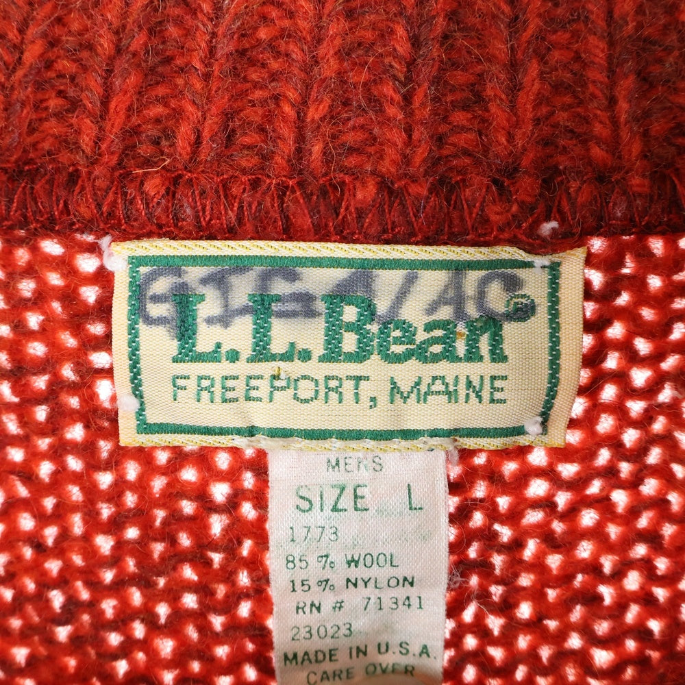 L.L.Bean(エルエルビーン) 70S~80S VINTAGE ヴィンテージ 鹿の子 ウール ニット セーター レッド