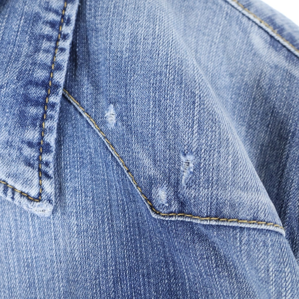 DSQUARED2(ディースクエアード) 23SS ICONプリント レギュラーカラー ロングスリーブ 長袖デニムウエスタンシャツ インディゴ S79DL0030 S30341