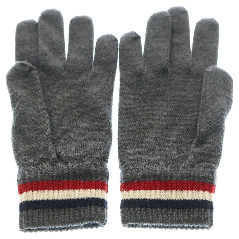 MONCLER(モンクレール) 19AW GUANTI グアンティ トリコロール ウールニット手袋 グレー E20910054900 02292