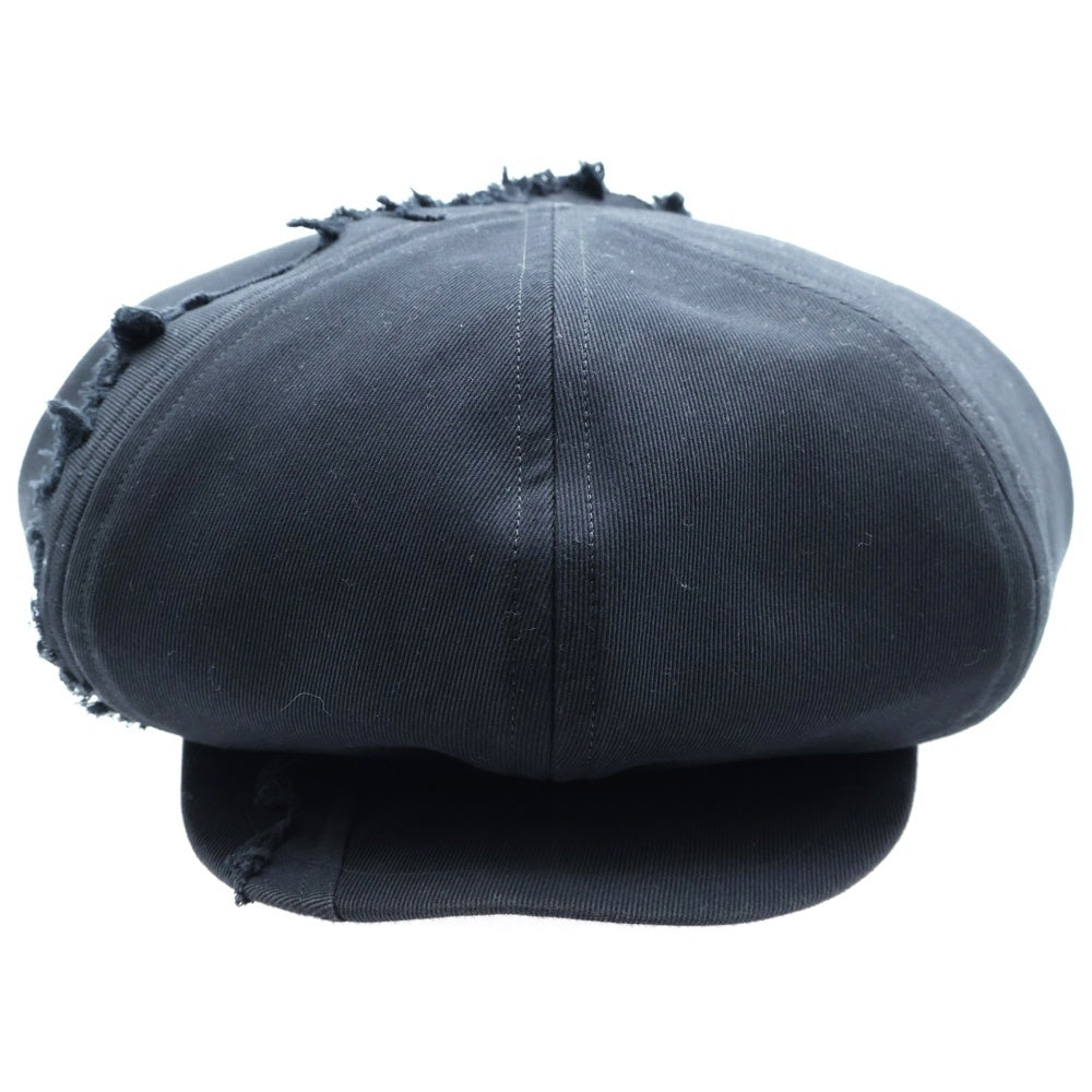 Ground Y(グラウンドワイ) DAMAGED COTTON CASQUETTE ダメージ加工 コットン キャスケット 帽子 ブラック GA-H02-051-1-02