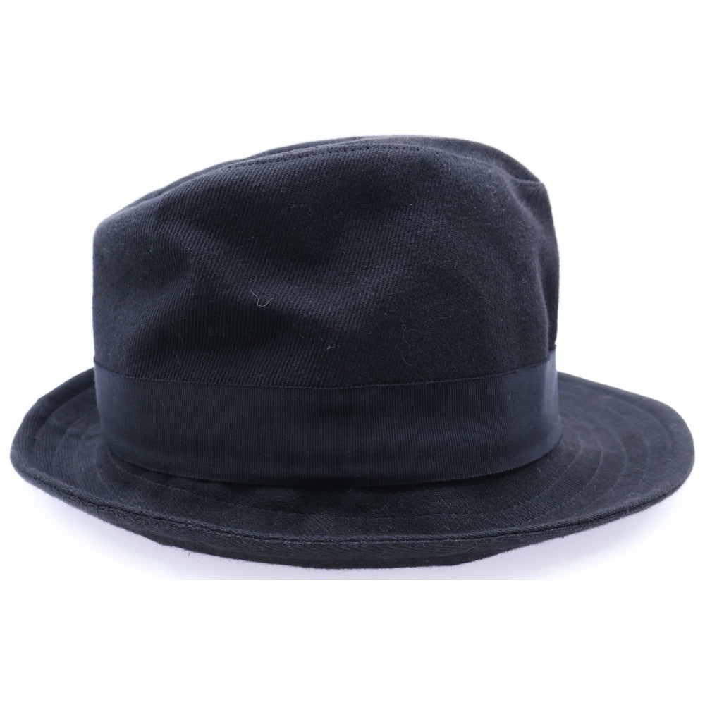 Yohji Yamamoto POUR HOMME(ヨウジヤマモト プールオム) リボンデザイン コットン 中折れハット 帽子 ブラック HC-H07-023