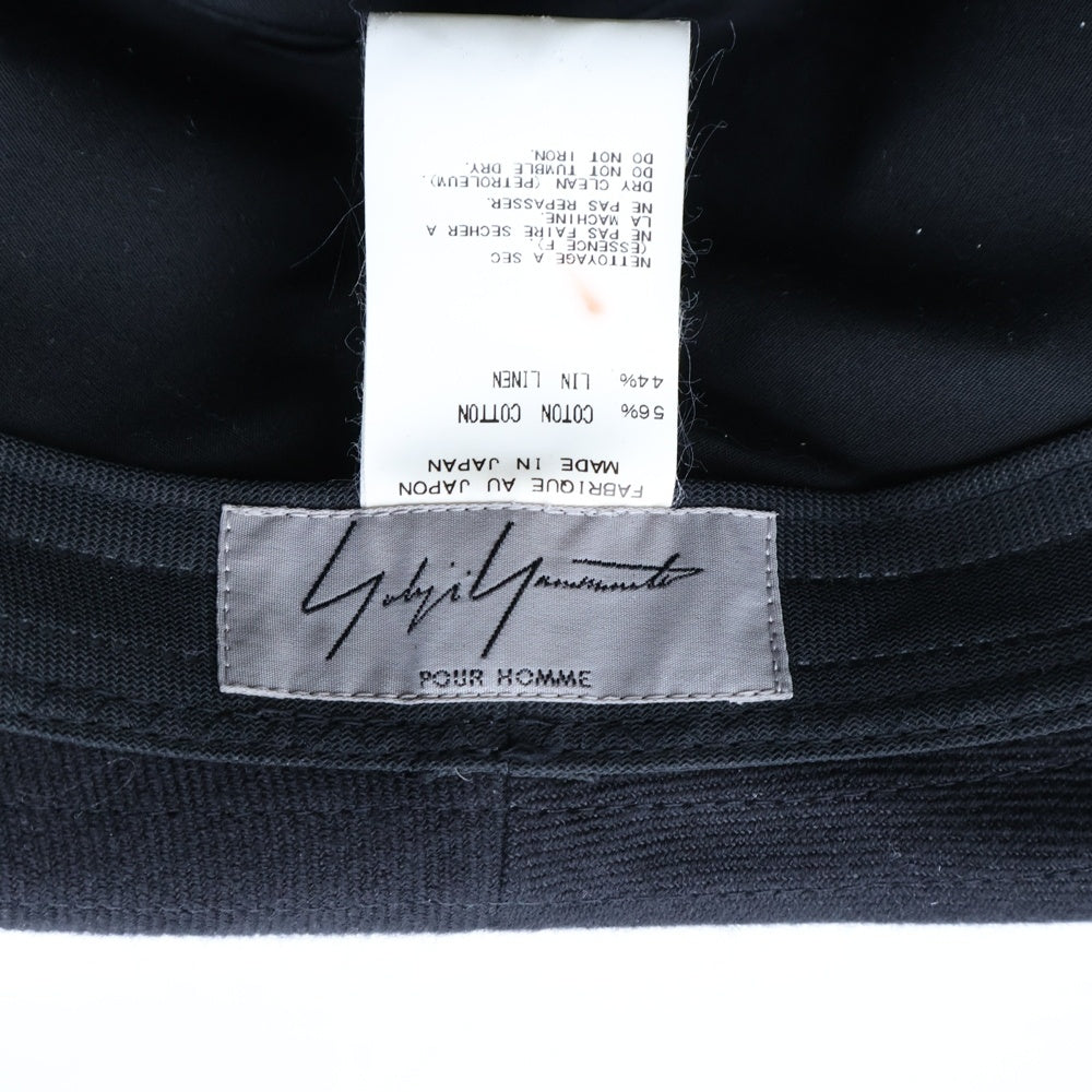 Yohji Yamamoto POUR HOMME(ヨウジヤマモト プールオム) リボンデザイン コットン 中折れハット 帽子 ブラック HC-H07-023
