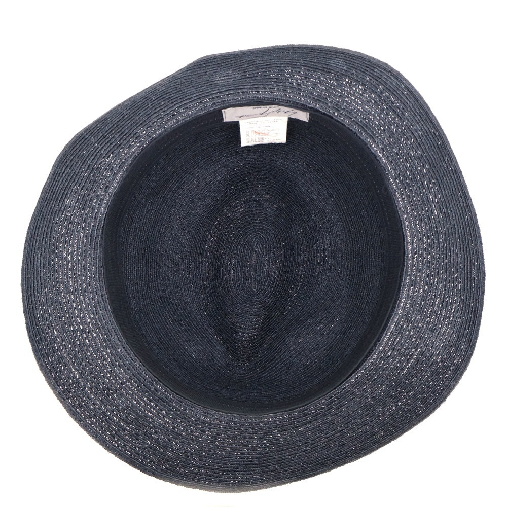 Yohji Yamamoto POUR HOMME(ヨウジヤマモト プールオム) リボンデザイン 中折れ パナマハット ブラック HB-H04-350