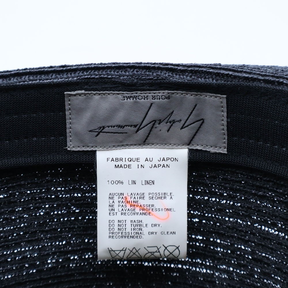 Yohji Yamamoto POUR HOMME(ヨウジヤマモト プールオム) リボンデザイン 中折れ パナマハット ブラック HB-H04-350