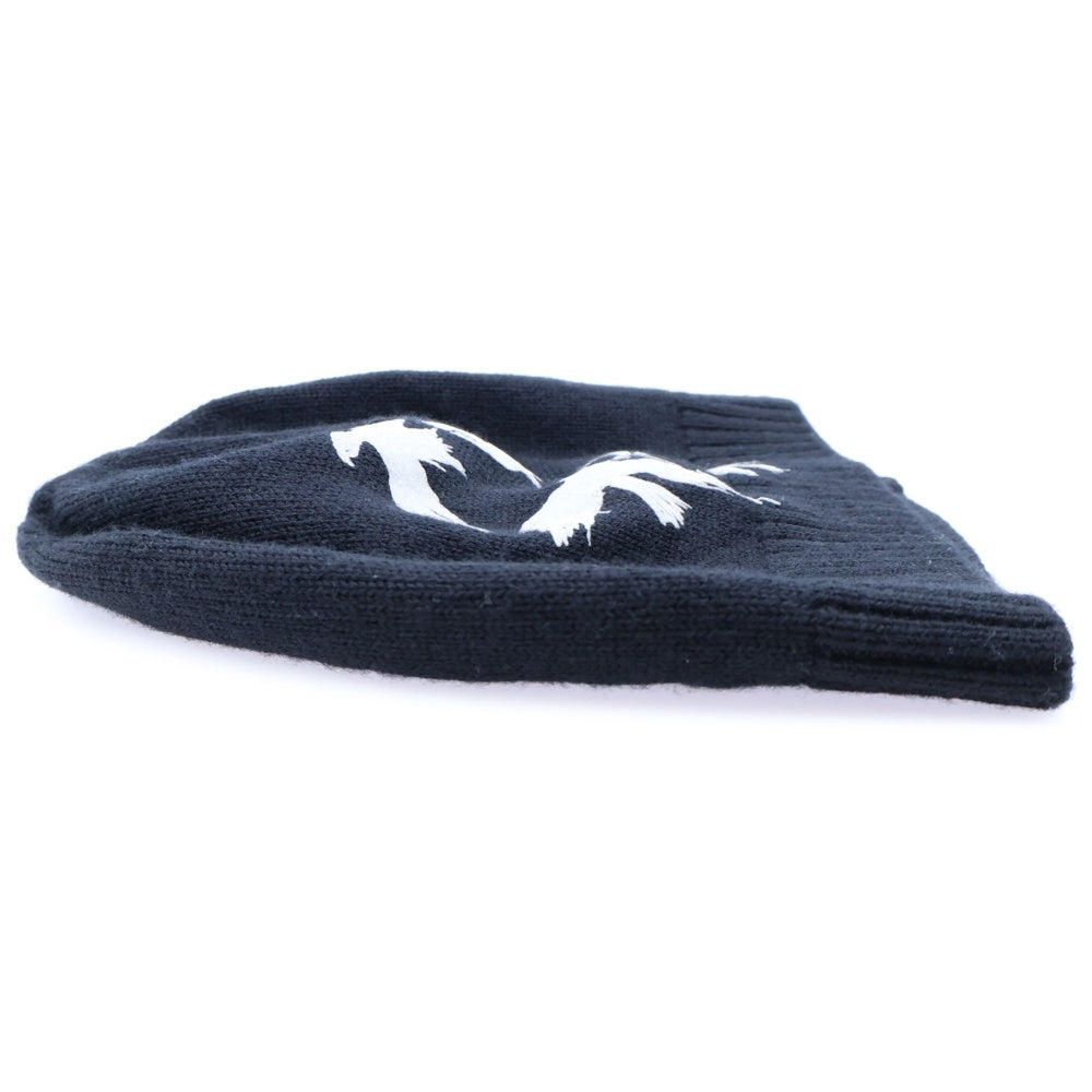 Yohji Yamamoto POUR HOMME(ヨウジヤマモト プールオム) バードプリント ニット帽 キャップ 帽子 ブラック HP-H08-933
