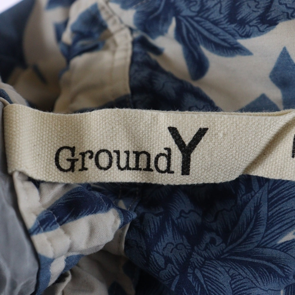 Ground Y(グラウンドワイ) ロゴプリント ハワイアン柄 ドローストリング サルエルパンツ ブルー