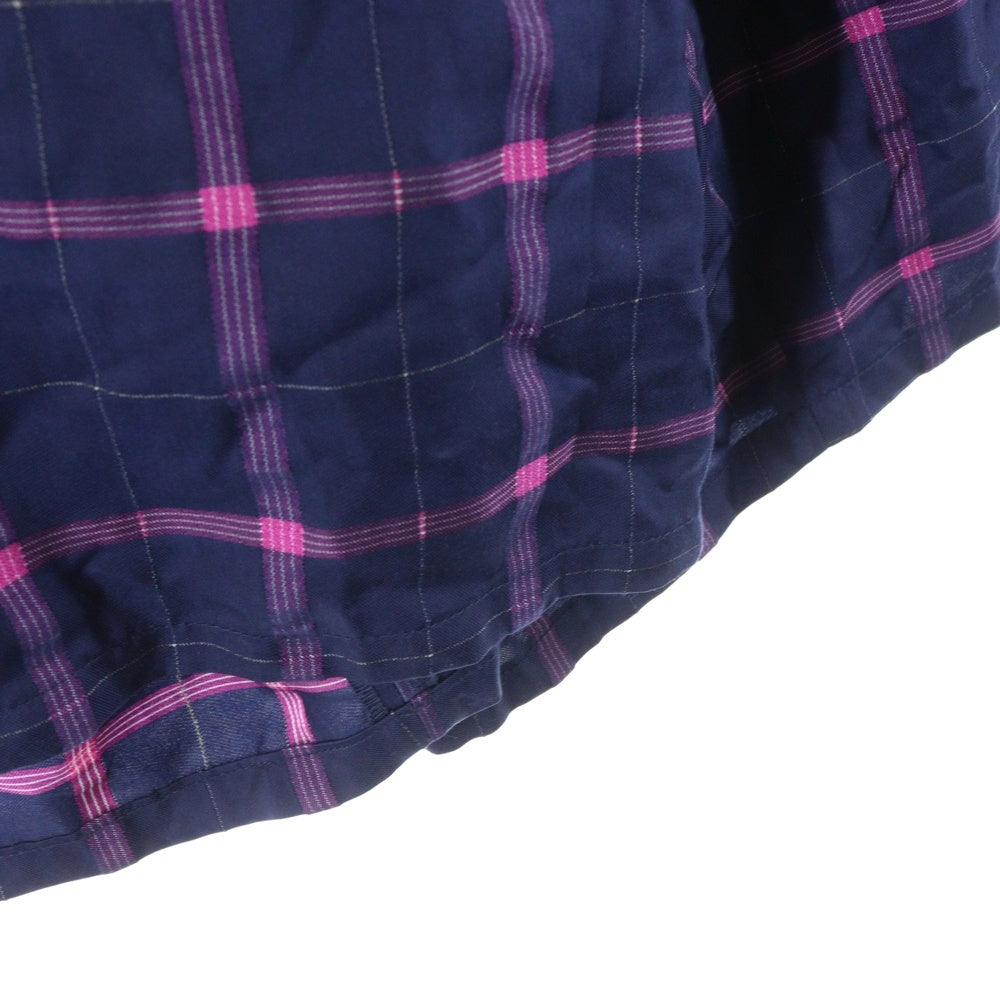 Y's(ワイズ) チェック柄 ドローストリング キュロット パンツ パープル/ブラック