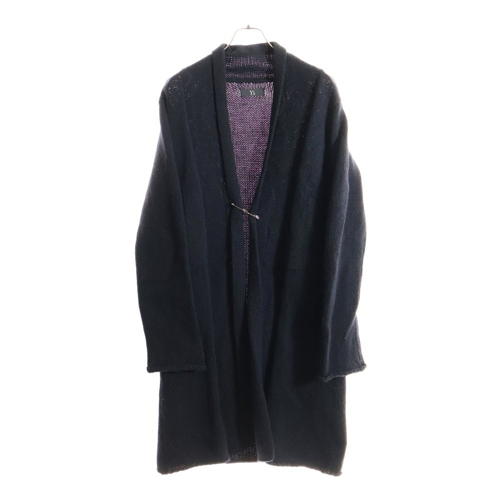 Y's for men(ワイズフォーメン) 08AW 安全ピン付 ショールカラーロングカーディガン アルパカ混ウールニットガウン ブラック ME-K55-174