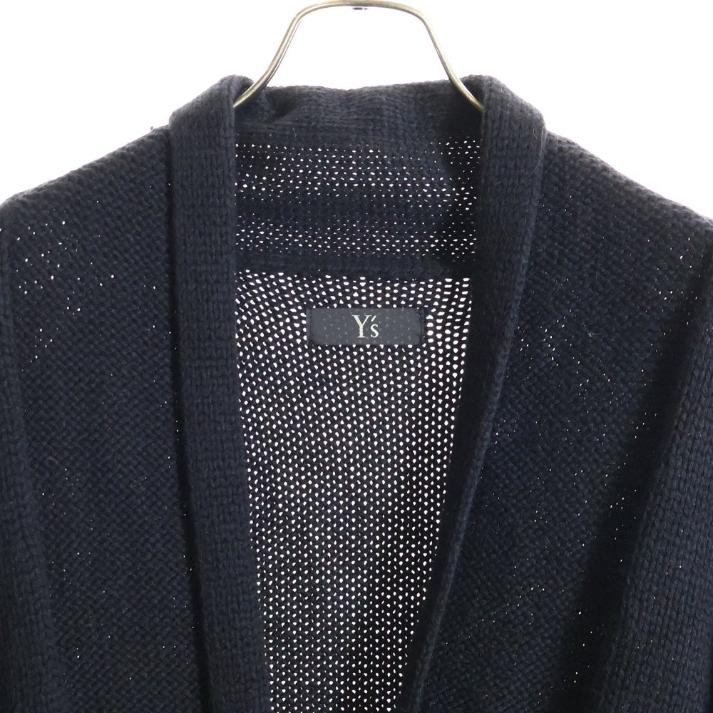 Y's for men(ワイズフォーメン) 08AW 安全ピン付 ショールカラーロングカーディガン アルパカ混ウールニットガウン ブラック ME-K55-174