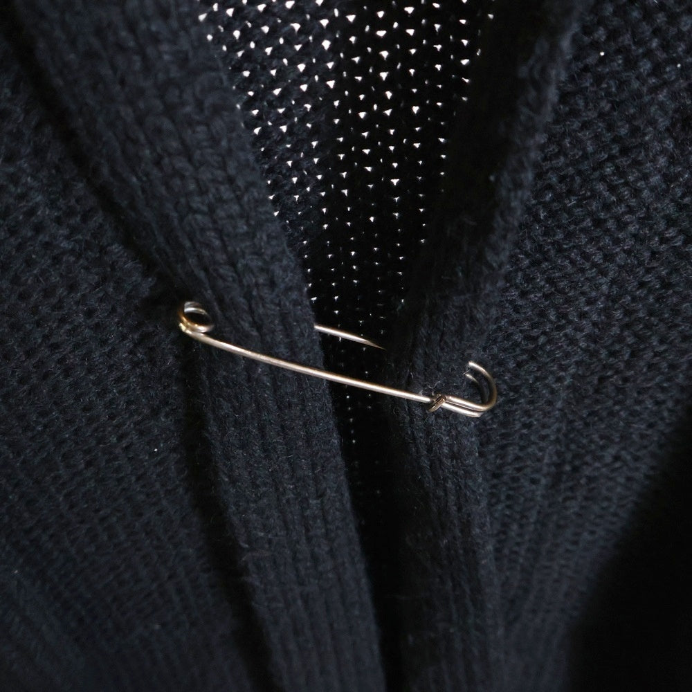 Y's for men(ワイズフォーメン) 08AW 安全ピン付 ショールカラーロングカーディガン アルパカ混ウールニットガウン ブラック ME-K55-174