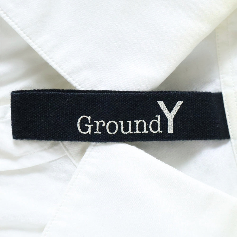 Ground Y(グラウンドワイ) フラップ付 長袖ボタンダウンシャツ ホワイト GH-B12-021